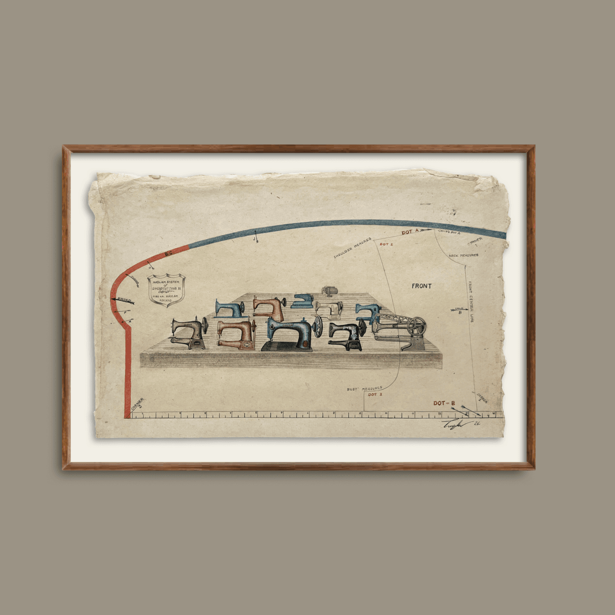 Sewing machine and design draft