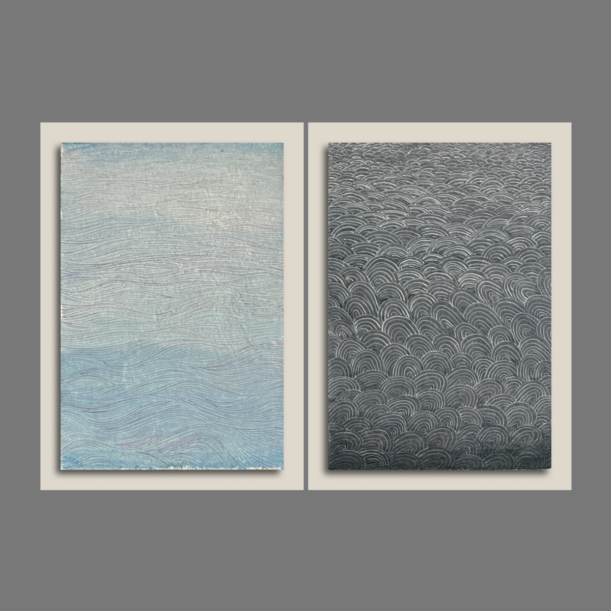Water Lining Study 6,15 (set of 2) - unframed