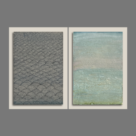 Water Lining Study 19,5 (set of 2) - unframed