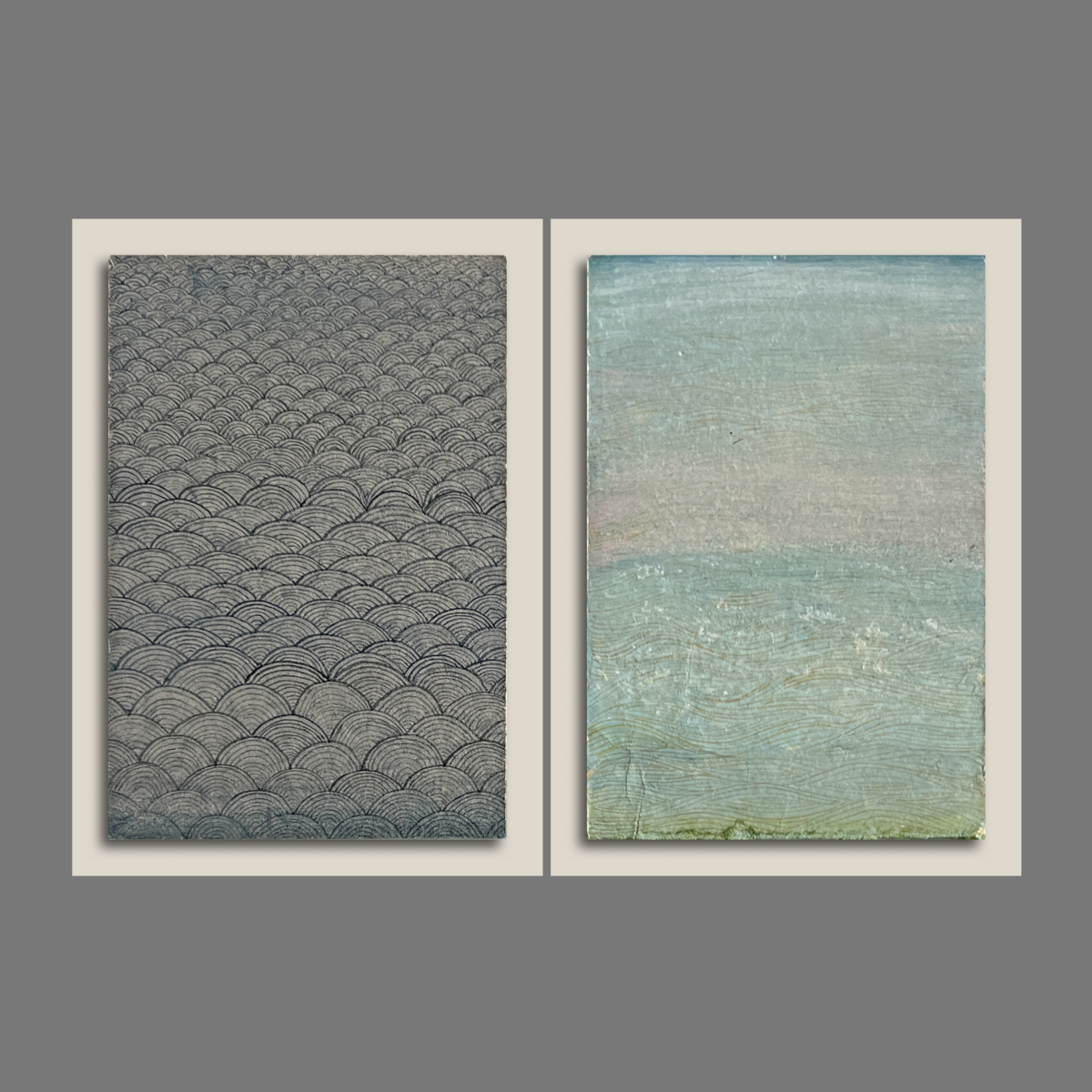 Water Lining Study 19,5 (set of 2) - unframed