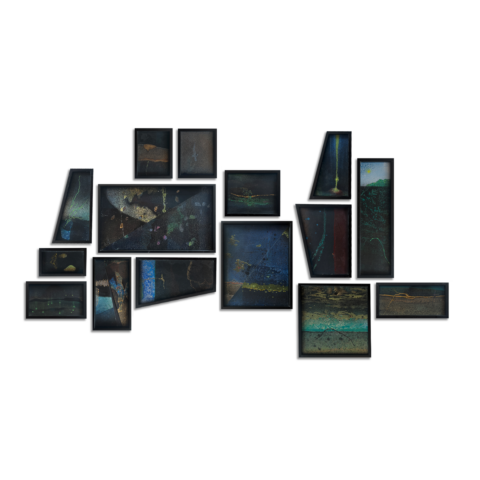 Untitled - (cluster of 15 framed in museum glass)