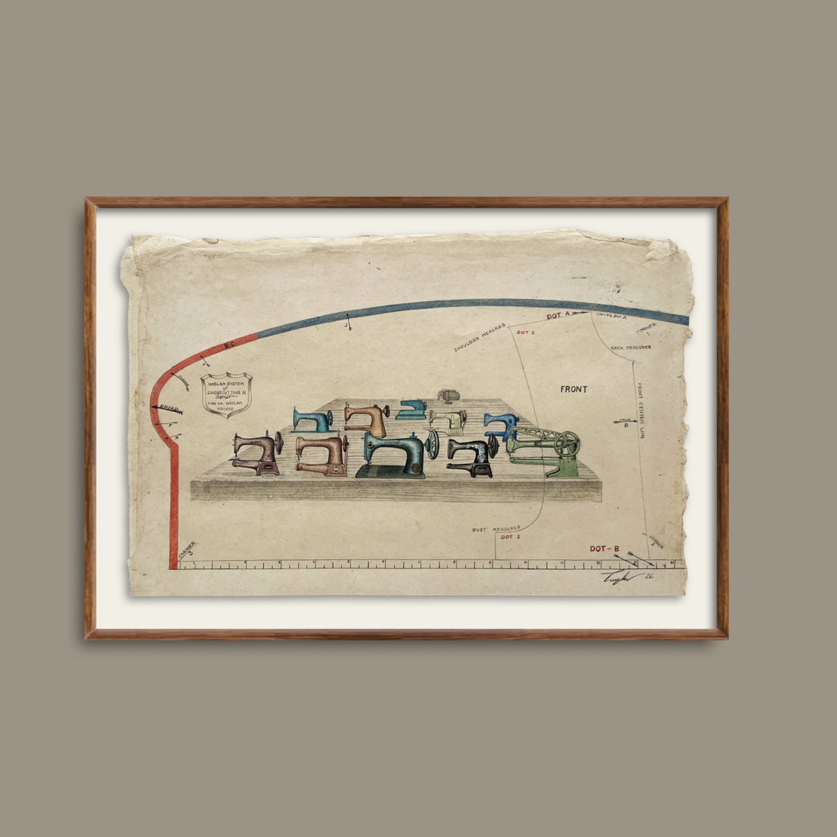 Sewing machine and design draft